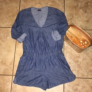 Loft Chambray Wrap Romper